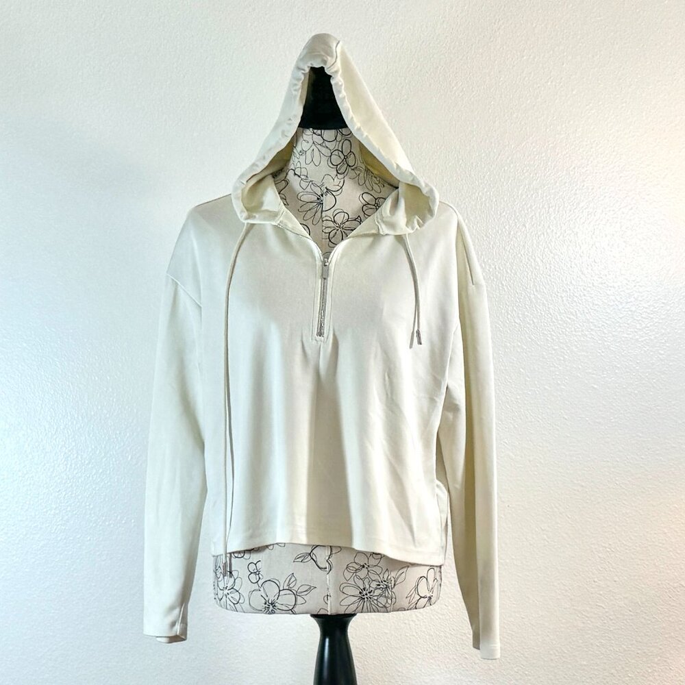 Ivory Cropped Hoodie by Elie Tahari